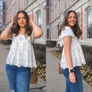 New Born on Fifth Antonio Melani Constance Eyelet Bow Top